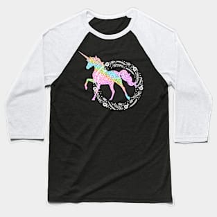 Sparkle rainbow unicorn white holiday wreath Baseball T-Shirt